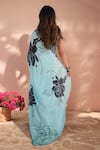 Shop_Naintara Bajaj_Blue Chinon Mirrors Printed Saree With Unstitched Blouse Piece _at_Aza_Fashions
