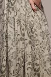 Buy_Ritu Kumar_Grey Viscose, Chiffon Embroidery Round Neck Jalaj Floral Print Dress 