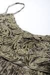 Ritu Kumar_Grey Viscose, Chiffon Embroidery Round Neck Jalaj Floral Print Dress _Online