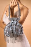 Buy_Nazaakat By Samara Singh_Gray Embroidery, Beads Intricate Stone Work Potli Bag _at_Aza_Fashions