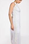 Dev And Viv_White Beads, Embroidery Halter Neck Floral Patterm Jumpsuit _Online_at_Aza_Fashions