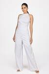 Buy_Dev And Viv_White Beads, Embroidery Halter Neck Floral Patterm Jumpsuit _at_Aza_Fashions