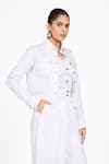 Dev And Viv_White Collared Cropped Shirt Jacket _at_Aza_Fashions