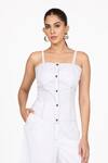Dev And Viv_White Lycra Square Neck Plain Corset Bustier _at_Aza_Fashions