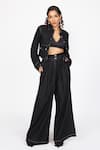 Dev And Viv_Black Round Neck Cropped Shirt Jacket _Online_at_Aza_Fashions