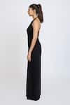 Buy_Dev And Viv_Black Lycra Embroidery Halter Neck Tonal Jumpsuit _Online_at_Aza_Fashions