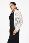 Dev And Viv_White Lace Embroidery Round Neck Jacket _at_Aza_Fashions