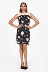 Buy_Dev And Viv_Black Polyester Round Neck Constellation Pattern Dress _at_Aza_Fashions