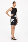 Dev And Viv_Black Rayon Crew Neck Star Fish Pattern Dress _Online_at_Aza_Fashions