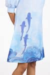 Shop_Dev And Viv_Blue Cotton Off-shoulder Fish Pattern Dress _Online_at_Aza_Fashions