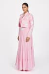 Dev And Viv_Pink Polyester Embroidery Round Neck Jacket _Online_at_Aza_Fashions