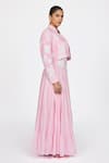 Buy_Dev And Viv_Pink Polyester Embroidery Round Neck Jacket _Online_at_Aza_Fashions