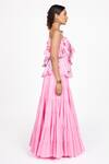 Dev And Viv_Pink Cotton Pleated Maxi Skirt _Online_at_Aza_Fashions