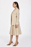 Dev And Viv_Beige One Button Blazer _Online_at_Aza_Fashions