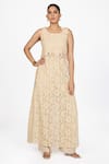 Buy_Dev And Viv_Beige Lace Round Neck Embroidered Dress _at_Aza_Fashions