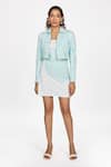 Dev And Viv_Blue Rayon Embroidery Collared Jacket _Online_at_Aza_Fashions