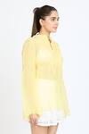 Buy_Dev And Viv_Yellow Organza Embroidery Mandarin Collar Tonal Shirt _Online_at_Aza_Fashions