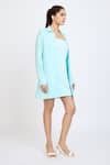 Dev And Viv_Aqua Lace Embroidery Collared Jacket _Online_at_Aza_Fashions