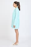 Buy_Dev And Viv_Aqua Lace Embroidery Collared Jacket _Online_at_Aza_Fashions