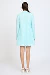 Shop_Dev And Viv_Aqua Lace Embroidery Collared Jacket _at_Aza_Fashions