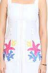 Shop_Dev And Viv_White Lycra Embroidery Square Neck Under Water Pattern Dress _Online_at_Aza_Fashions