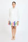 Buy_Dev And Viv_White Cotton Collared Printed Shirt Dress _Online_at_Aza_Fashions