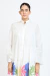 Buy_Dev And Viv_White Cotton Collared Printed Shirt Dress _at_Aza_Fashions