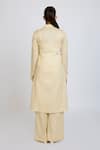 Shop_Dev And Viv_Beige Lycra Embroidery Mandarin Collar Tunic With Pant _at_Aza_Fashions