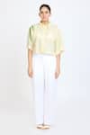 Buy_Dev And Viv_Yellow Embroidery Collared Starfish Cropped Shirt _at_Aza_Fashions