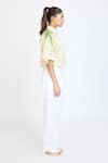 Buy_Dev And Viv_Yellow Embroidery Collared Starfish Cropped Shirt _Online_at_Aza_Fashions