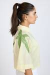 Shop_Dev And Viv_Yellow Embroidery Collared Starfish Cropped Shirt _Online_at_Aza_Fashions