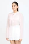 Dev And Viv_Pink Organza Embroidery Collared Under Water Pattern Shirt _at_Aza_Fashions