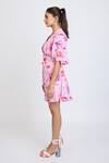 Dev And Viv_Pink Cotton V-neck Floral Print Dress _Online_at_Aza_Fashions