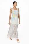 Dev And Viv_White Lace Embroidery Square Neck Dress _Online_at_Aza_Fashions