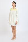 Buy_Dev And Viv_Off White Cotton Embroidery Collared Yoke Dress _Online_at_Aza_Fashions
