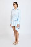 Dev And Viv_Blue Embroidery Collared Floral Pattern Dress _Online_at_Aza_Fashions