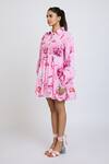 Buy_Dev And Viv_Pink Cotton Collared Floral Pattern Dress _Online_at_Aza_Fashions