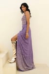 Buy_Chamee And Palak_Purple Georgette, Silk Sequins, Beads, Stones Zia Slit Embroidered Skirt Set _Online_at_Aza_Fashions