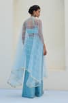Shop_Chamee And Palak_White Tissue, Brocade, Silk, Net Embroidery Halter Neck Lara Cape And Pant Set _at_Aza_Fashions