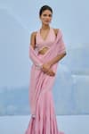 Buy_Chamee And Palak_Blush Georgette, Silk, Net Sequins, Razia Pre-drape Saree And Blouse Set _Online_at_Aza_Fashions