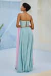 Shop_Chamee And Palak_Blue Crepe, Silk, Net Sequins, Embroidery Suhana Corset And Flared Pant Set _at_Aza_Fashions