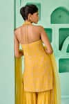 Shop_Chamee And Palak_Yellow Georgette, Net Embroidery, Beads Halter Neck Fiza Kurta And Sharara Set _at_Aza_Fashions