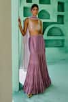Buy_Chamee And Palak_Purple Tissue, Silk, Net Beads, Fida Layered Lehenga And Embroidered Blouse Set _at_Aza_Fashions