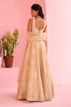 Shop_Chamee And Palak_Beige Organza, Silk Embroidery Sweetheart Neck Adah Rose Embellished Lehenga Set _at_Aza_Fashions