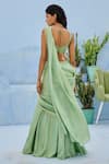 Shop_Chamee And Palak_Green Tissue, Silk Embroidery Sweetheart Haseen Pre-drape Saree And Blouse Set _at_Aza_Fashions