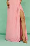 Chamee And Palak_Pink Georgette, Silk Embroidery Sweetheart Neck Esita Corset With Slit Skirt _Online_at_Aza_Fashions