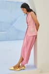Chamee And Palak_Pink Tissue, Silk, Crepe Embroidery Ziya Blazer And Skirt Set _Online_at_Aza_Fashions