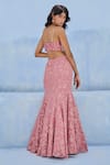 Shop_Chamee And Palak_Mauve Georgette, Silk, Net Sequins, Embroidery Plunge Fiza Skirt And Blouse Set _at_Aza_Fashions