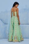 Shop_Chamee And Palak_Green Dupion, Silk, Net Sequins, Embroidery Square Neck Meher Corset And Pant Set _at_Aza_Fashions