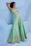 Buy_Chamee And Palak_Green Dupion, Silk, Net Sequins, Embroidery Square Neck Meher Corset And Pant Set _Online_at_Aza_Fashions